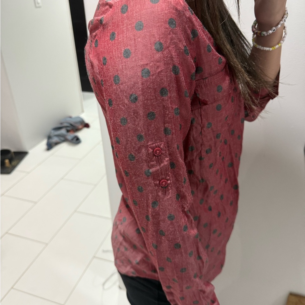 Express Red And Black Patterned Top - image 7